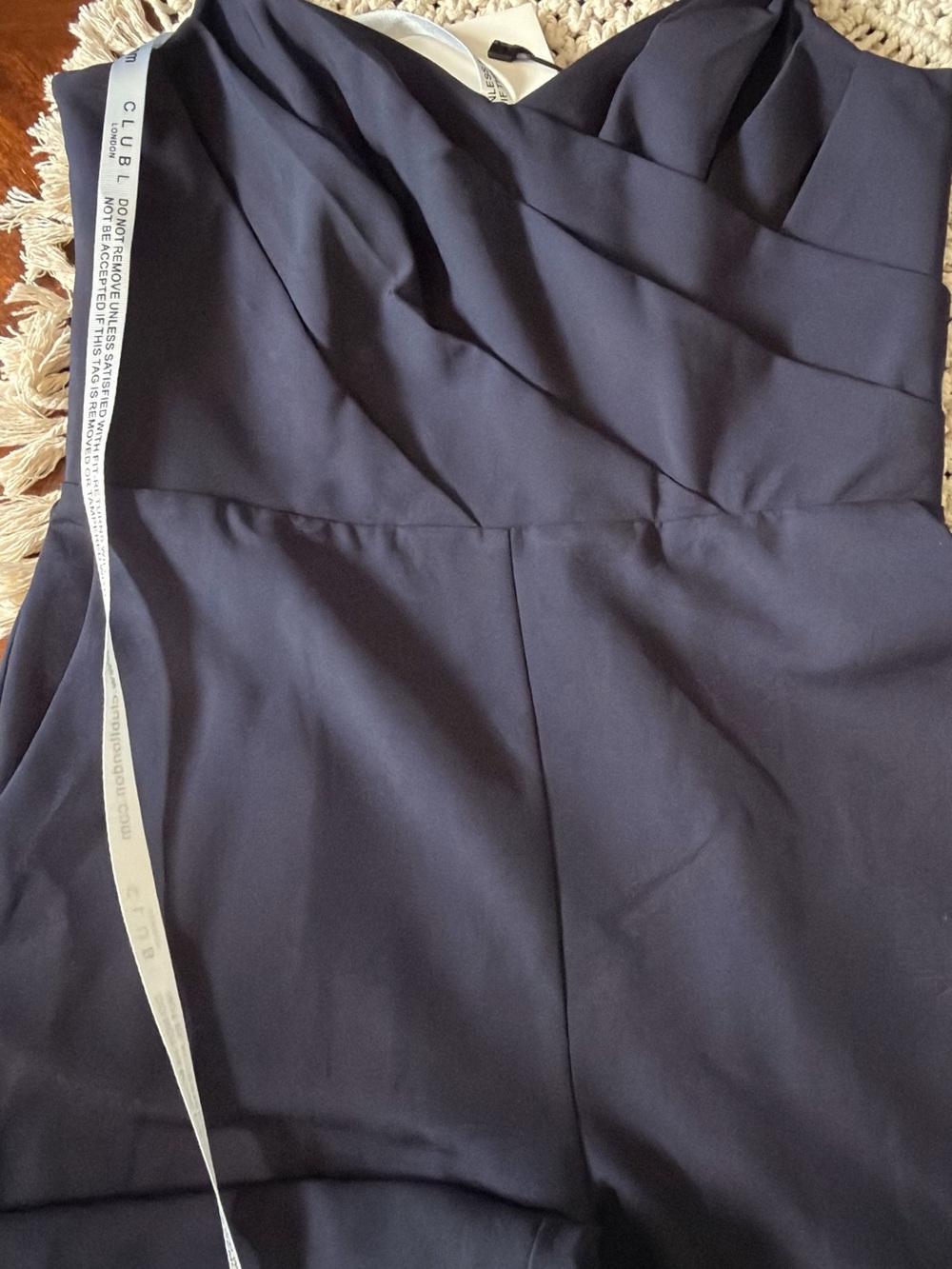 Club L London Dainty Navy Strapless Wide Leg Jumpsuit NWT Size 6 - Picture 8 of 12